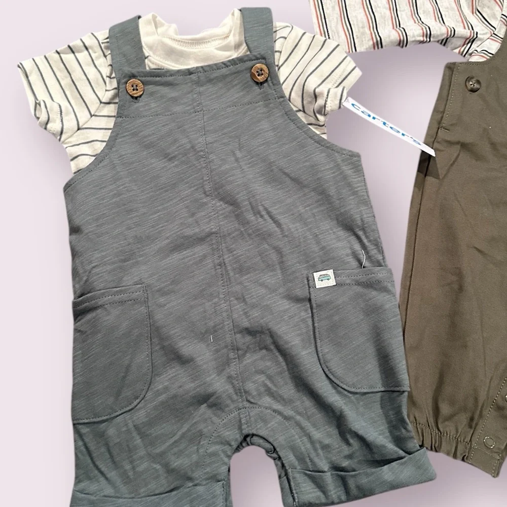 Carter's Baby NWT Overall Outfit Set Stripes Size 3 Mon and 6 Mon